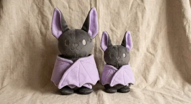Bat Plush, a finished stuffed toy sewn from the pattern, view 2