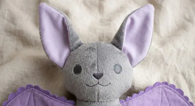 Bat Plush, a finished stuffed toy sewn from the pattern, view 3