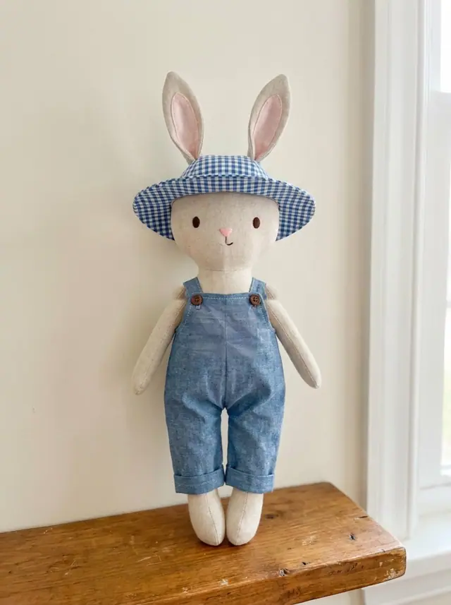Bunny Doll, a finished stuffed toy sewn from the pattern, view 2