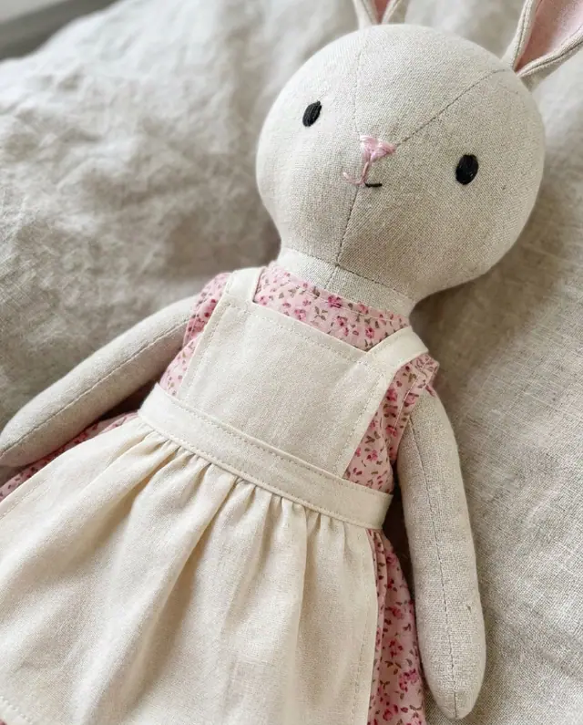 Bunny Doll, a finished stuffed toy sewn from the pattern, view 3