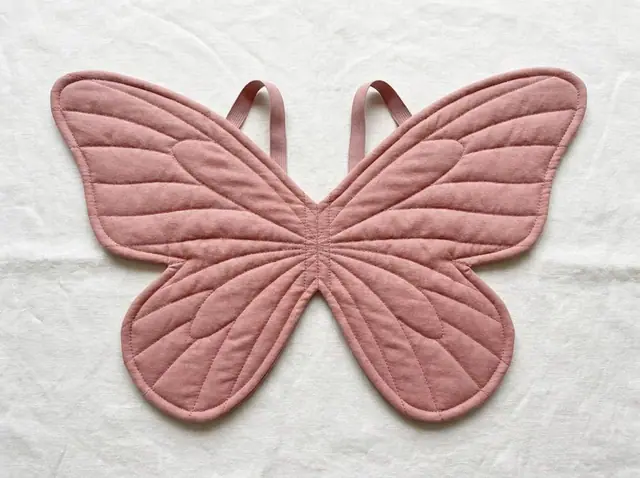 A finished quilted butterfly wings sewn from the Sewzy pattern