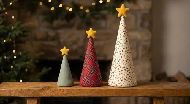 A finished cone christmas trees sewn from the Sewzy pattern