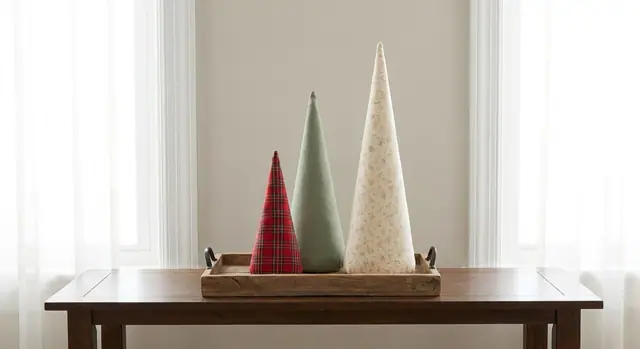 A finished cone christmas trees sewn from the Sewzy pattern, view 2
