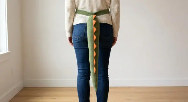 A finished dinosaur tail sewn from the Sewzy pattern, view 2