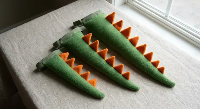 A finished dinosaur tail sewn from the Sewzy pattern, view 3