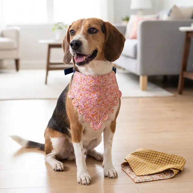 A finished collar bandana sewn from the Sewzy pattern