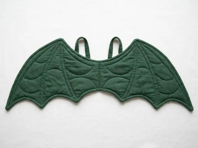 A finished quilted dragon wings sewn from the Sewzy pattern
