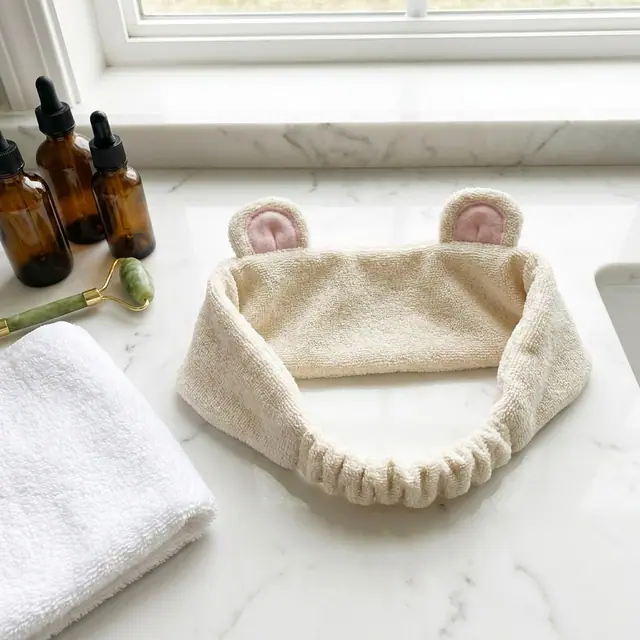 A finished animal ears headband sewn from the Sewzy pattern