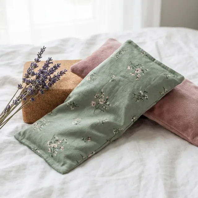 A finished eye pillow sewn from the Sewzy pattern