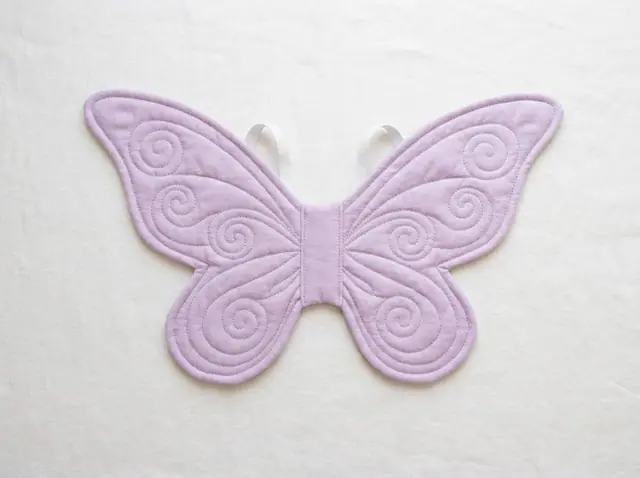 A finished quilted fairy wings sewn from the Sewzy pattern