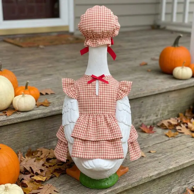 A porch goose wearing the Porch Goose Outfit, view 2