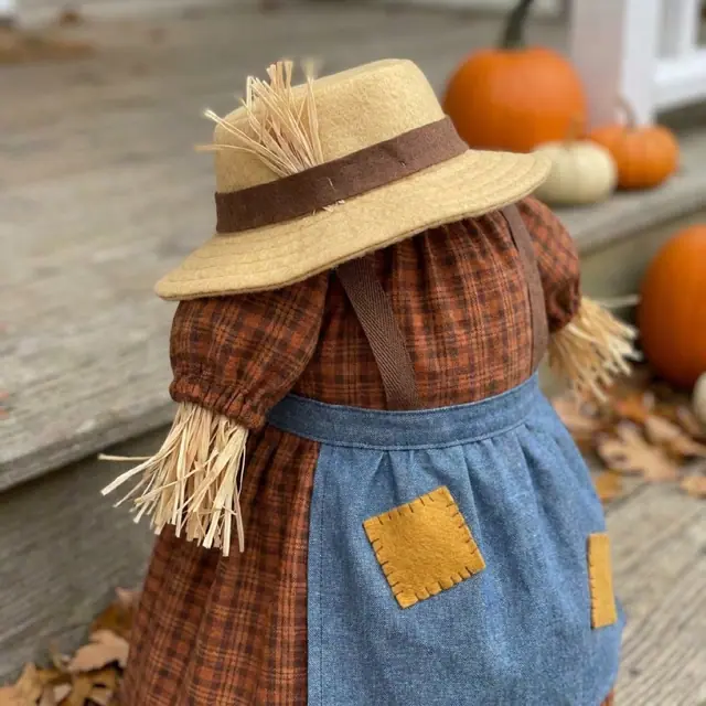A porch goose wearing the scarecrow outfit, view 3