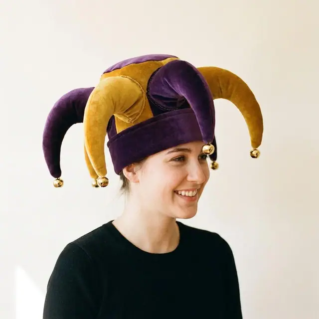 A finished jester hat sewn from the Sewzy pattern, view 2