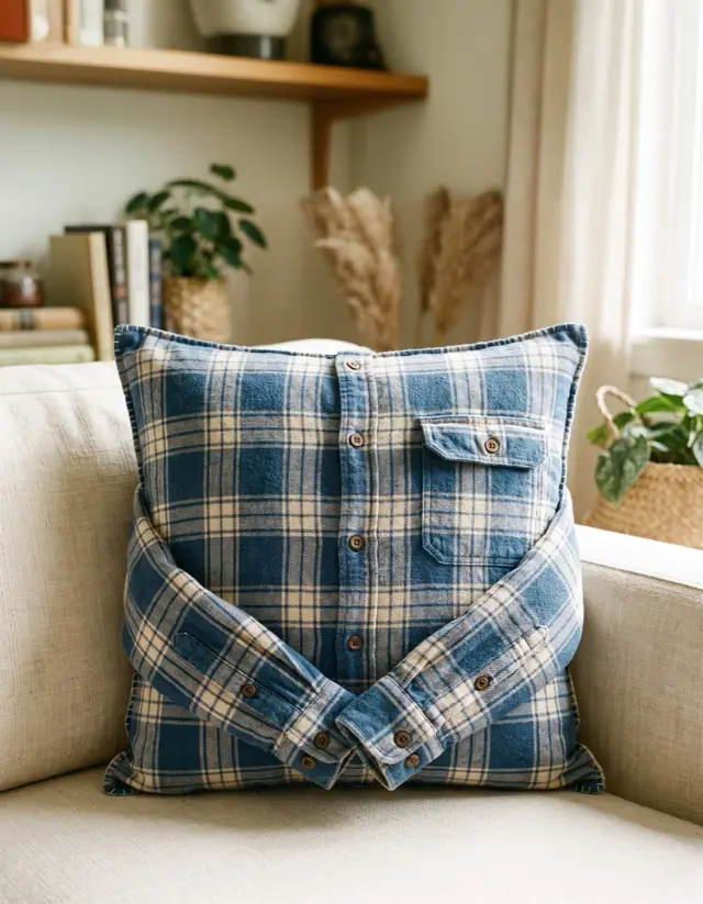 A finished memory pillow sewn from the Sewzy pattern