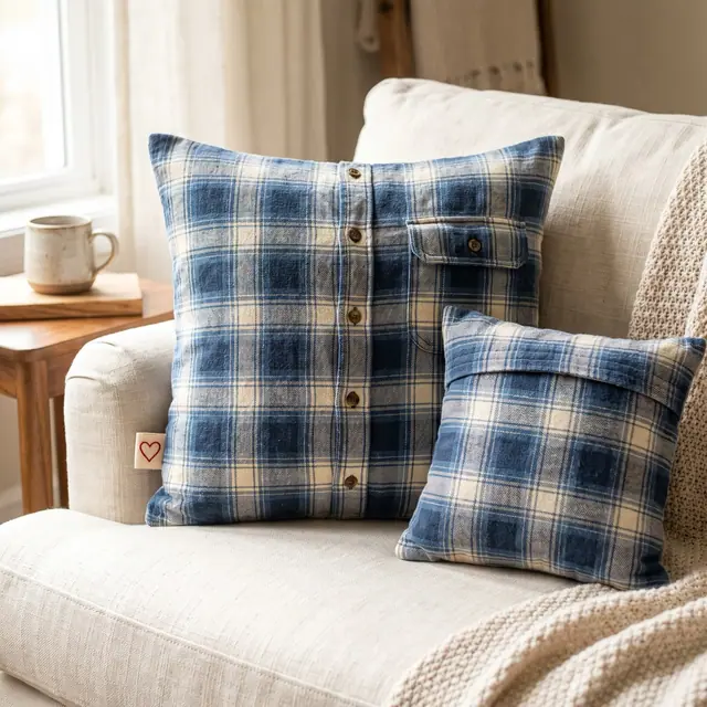 A finished memory pillow sewn from the Sewzy pattern, view 2