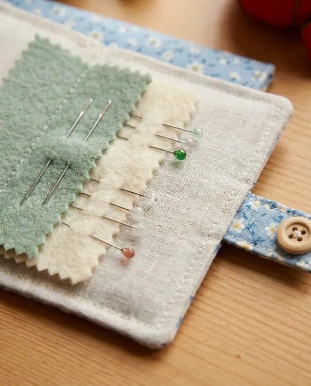 A finished needle book sewn from the Sewzy pattern, view 2