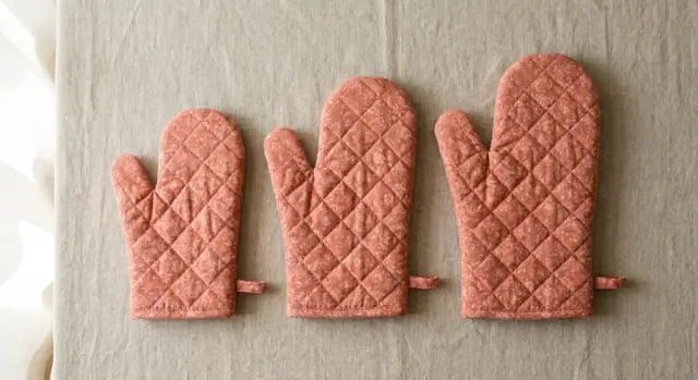 A finished oven mitt sewn from the Sewzy pattern, view 2