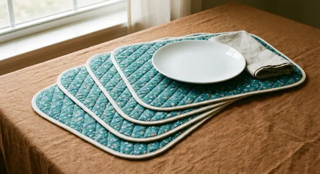 A finished quilted placemat sewn from the Sewzy pattern, view 3