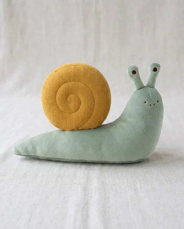 Snail Plush, a finished stuffed toy sewn from the pattern, view 2