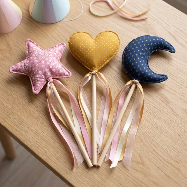 Puffy Wand Trio, a finished stuffed toy sewn from the pattern, view 2
