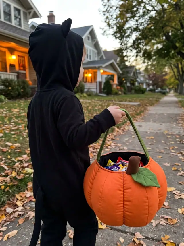 A finished pumpkin bag sewn from the Sewzy pattern, view 2