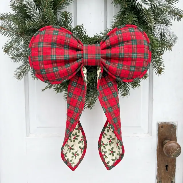 A finished quilted bow sewn from the Sewzy pattern