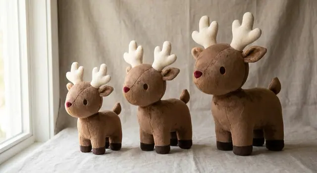 Reindeer Plush, a finished stuffed toy sewn from the pattern, view 2