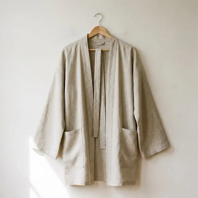 A finished kimono robe sewn from the Sewzy pattern
