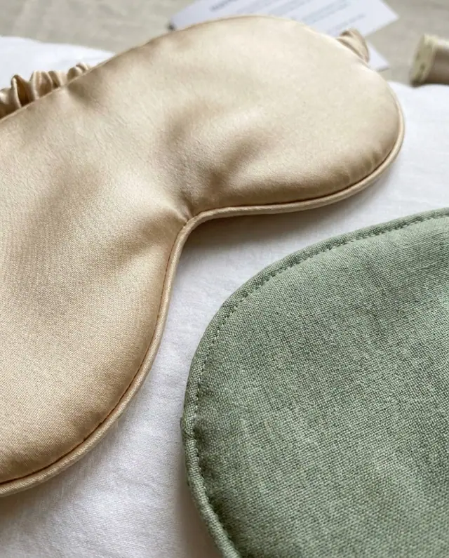 A finished sleep mask sewn from the Sewzy pattern, view 2