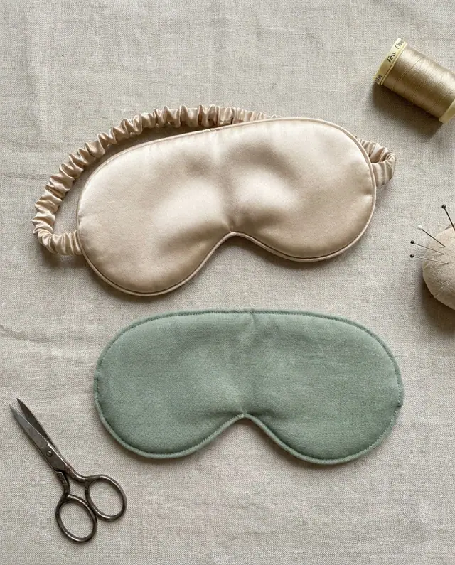 A finished sleep mask sewn from the Sewzy pattern, view 3