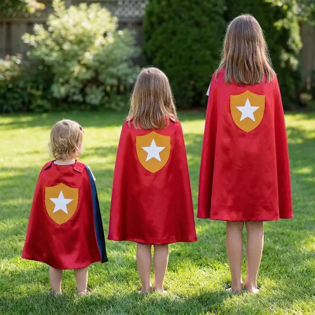 A finished superhero cape sewn from the Sewzy pattern, view 2