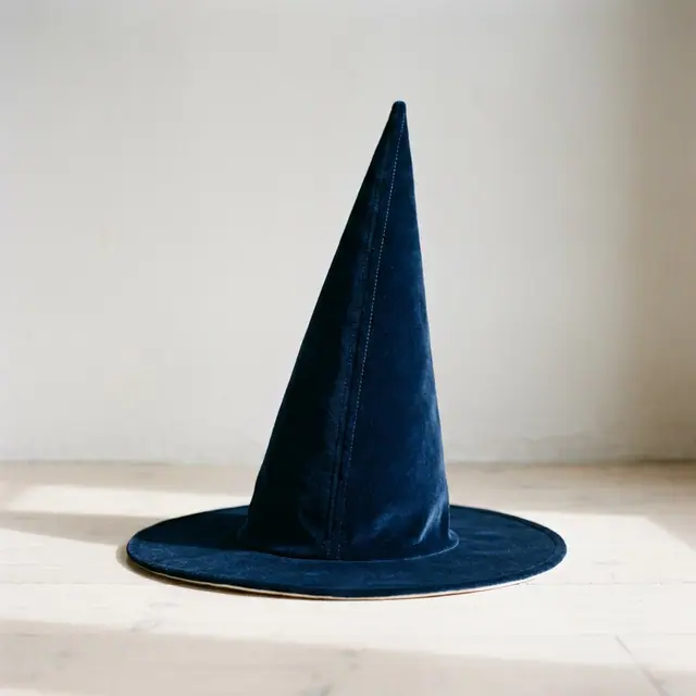 A finished wizard hat sewn from the Sewzy pattern