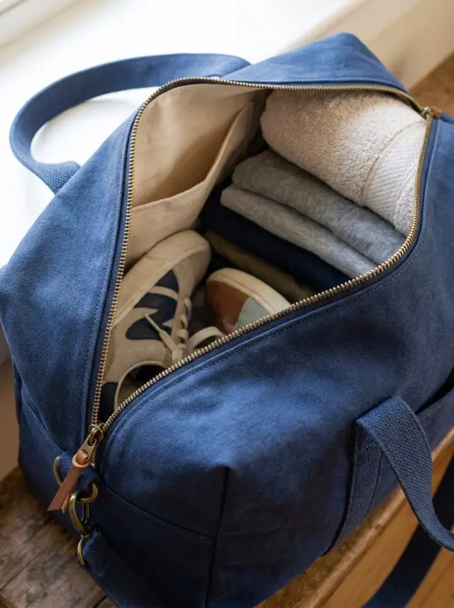 A finished xl duffel bag sewn from the Sewzy pattern, view 3