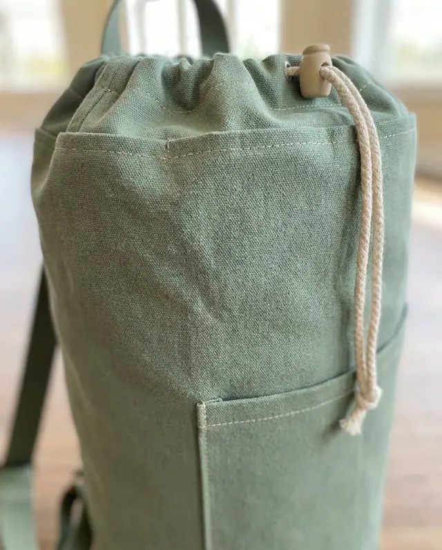A finished yoga mat backpack sewn from the Sewzy pattern, view 2